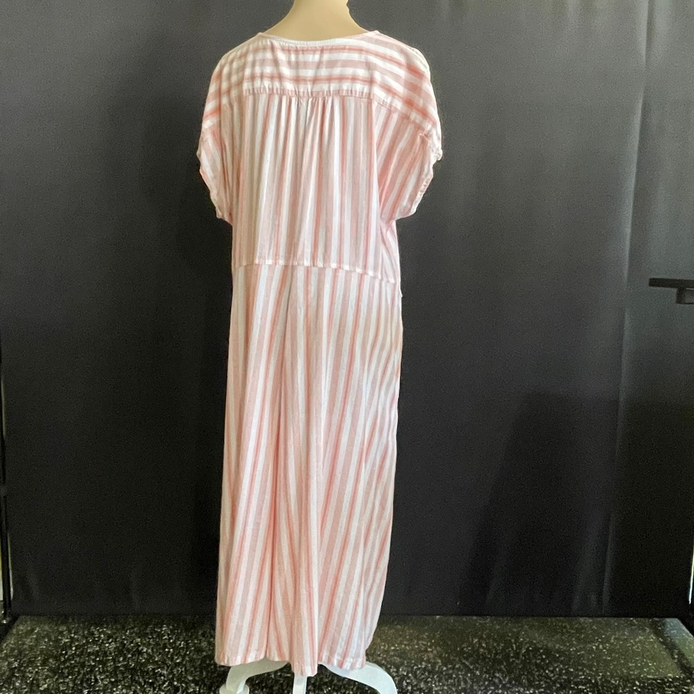 Croft & Barrow Maxi Dress Womens XXL Pink White Good Striped V-Neck Cotton Blend - Picture 3 of 5